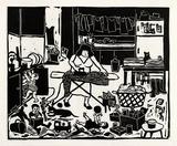 Artist: b'Allen, Joyce.' | Title: b'Muddle.' | Date: 1990 | Technique: b'linocut, printed in black ink, from one block'