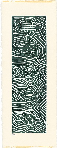 Artist: b'Clarmont, Sammy.' | Title: b'Turtles swimming [4]' | Date: 1997 | Technique: b'linocut, printed in colour, from one block'