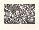 Artist: Hayward Pooaraar, Bevan. | Title: Ancestral Guardian Spirits. | Date: 1988 | Technique: linocut, printed in black ink, from one block