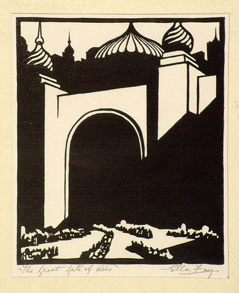 Artist: b'Fry, Ella.' | Title: b'The great gate of Kiev.' | Date: 1942 | Technique: b'linocut, printed in black ink, from one block' Artist: b'Fry, Ella.' | Title: b'The great gate of Kiev.' | Date: 1942 | Technique: b'linocut, printed in black ink, from one block'