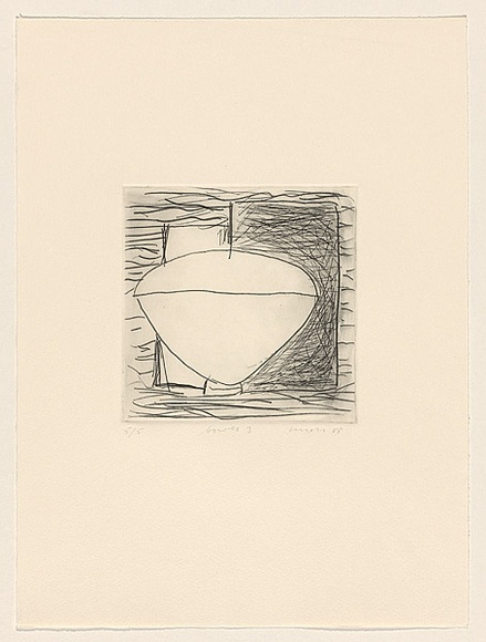 Title: b'Bowls 3' | Date: 1983 | Technique: b'drypoint, printed in black ink, from one perspex plate'