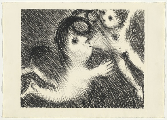 Artist: b'BOYD, Arthur' | Title: b'St Francis blowing Brother Masseo into the air.' | Date: (1965) | Technique: b'lithograph, printed in black ink, from one plate' | Copyright: b'Reproduced with permission of Bundanon Trust' Artist: b'BOYD, Arthur' | Title: b'St Francis blowing Brother Masseo into the air.' | Date: (1965) | Technique: b'lithograph, printed in black ink, from one plate' | Copyright: b'Reproduced with permission of Bundanon Trust'