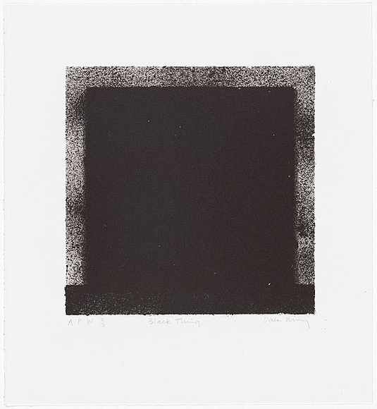 Artist: b'Hickey, Dale.' | Title: b'Black thing' | Date: 1993 | Technique: b'lithograph, printed in black ink, from one stone' Artist: b'Hickey, Dale.' | Title: b'Black thing' | Date: 1993 | Technique: b'lithograph, printed in black ink, from one stone'