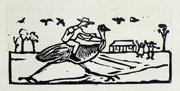 Artist: b'Allen, Joyce.' | Title: b'Getting home for Christmas.' | Date: 1987 | Technique: b'linocut, printed in black ink, from one block; with pencil additions' Artist: b'Allen, Joyce.' | Title: b'Getting home for Christmas.' | Date: 1987 | Technique: b'linocut, printed in black ink, from one block; with pencil additions'
