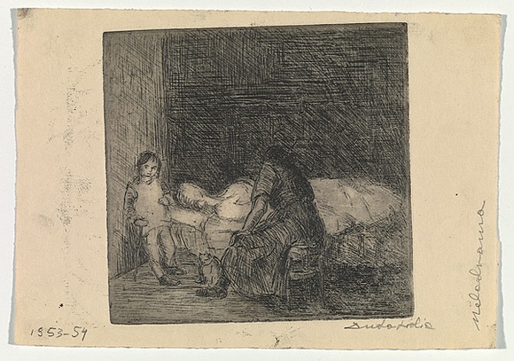 Artist: b'Groblicka, Lidia.' | Title: b'Melodrama' | Date: 1953-54 | Technique: b'etching, printed in black ink, from one plate' Artist: b'Groblicka, Lidia.' | Title: b'Melodrama' | Date: 1953-54 | Technique: b'etching, printed in black ink, from one plate'
