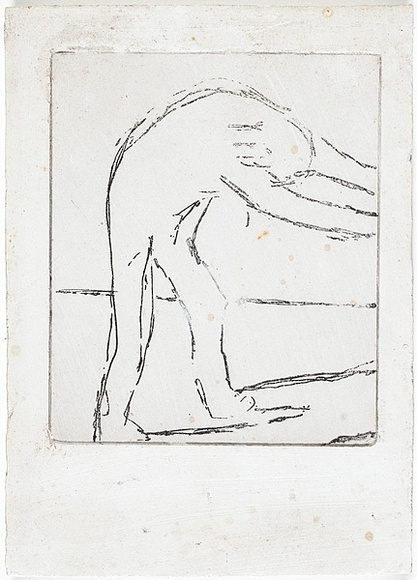 Artist: b'MADDOCK, Bea' | Title: b'Figure and shadow II.' | Date: 1965 | Technique: b'line-etching, printed in black ink, from one copper plate' Artist: b'MADDOCK, Bea' | Title: b'Figure and shadow II.' | Date: 1965 | Technique: b'line-etching, printed in black ink, from one copper plate'