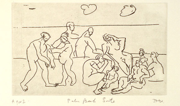 Artist: b'Furlonger, Joe.' | Title: b'Palm Beach suite (no.15)' | Date: 1990 | Technique: b'etching, printed in black ink, from one plate' Artist: b'Furlonger, Joe.' | Title: b'Palm Beach suite (no.15)' | Date: 1990 | Technique: b'etching, printed in black ink, from one plate'