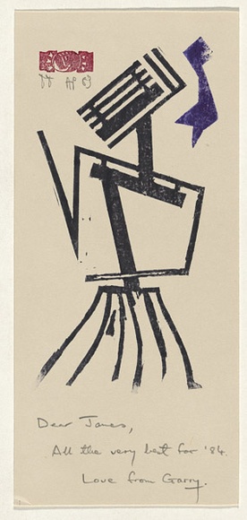 Artist: b'Twigg, Tony.' | Title: b'Greeting card: Christmas 1983' | Date: 1983 | Technique: b'rubber stamps' | Copyright: b'\xc2\xa9 Tony Twigg. Licensed by VISCOPY, Australia' Artist: b'Twigg, Tony.' | Title: b'Greeting card: Christmas 1983' | Date: 1983 | Technique: b'rubber stamps' | Copyright: b'\xc2\xa9 Tony Twigg. Licensed by VISCOPY, Australia'