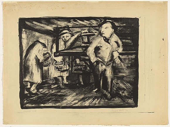 Artist: b'White, Susan Dorothea.' | Title: b'Thieves at the market' | Date: 1960 | Technique: b'lithograph, printed in black ink, from one stone' Artist: b'White, Susan Dorothea.' | Title: b'Thieves at the market' | Date: 1960 | Technique: b'lithograph, printed in black ink, from one stone'