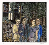 Artist: ZOFREA, Salvatore | Title: The wedding, Borgia. | Date: 1989 | Technique: woodcut, printed in black, from one block; hand-coloured | Copyright: © Salvatore Zofrea, 1989