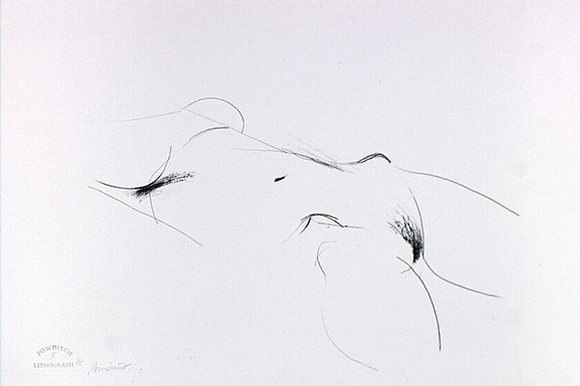 Artist: Powditch, Peter. | Title: not titled [reclining female nude] | Date: c.1972 | Technique: lithograph, printed in black ink, from one plate