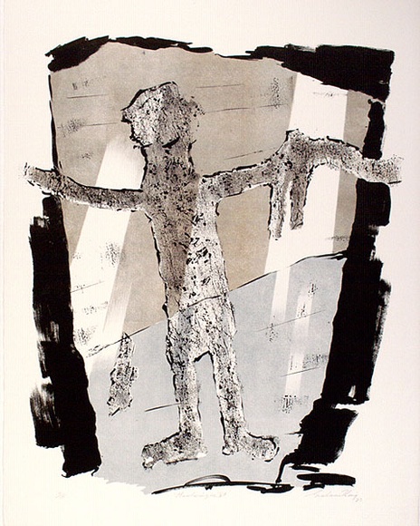 Artist: b'King, Grahame.' | Title: b'Mootwingee VI' | Date: 1983 | Technique: b'lithograph, printed in colour, from three stones [or plates]'