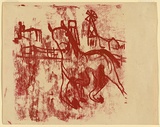 Artist: Nolan, Sidney. | Title: Horse and windmill | Date: c.1946 | Technique: transfer drawing