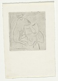 Artist: BOYD, Arthur | Title: Head, dog, moth and quarter moon. | Date: 1962-63 | Technique: drypoint, printed in black ink, from one plate | Copyright: Reproduced with permission of Bundanon Trust