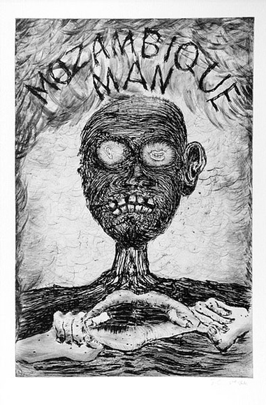 Artist: b'COLEING, Tony' | Title: b'Mozambique man.' | Date: 1988-1989 | Technique: b'etching, printed in black ink, from one plate' Artist: b'COLEING, Tony' | Title: b'Mozambique man.' | Date: 1988-1989 | Technique: b'etching, printed in black ink, from one plate'