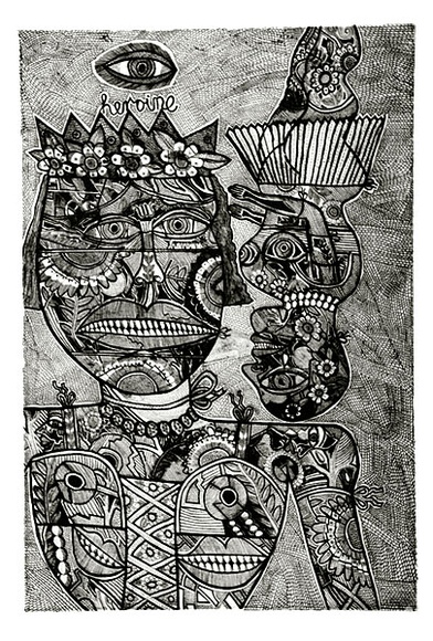 Artist: b'HANRAHAN, Barbara' | Title: b'Heroine' | Date: 1974 | Technique: b'etching, printed in black ink with plate-tone, from one plate' Artist: b'HANRAHAN, Barbara' | Title: b'Heroine' | Date: 1974 | Technique: b'etching, printed in black ink with plate-tone, from one plate'