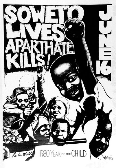 Artist: b'Wedd, Leila.' | Title: b'Soweto lives Aparthate kills' | Technique: b'screenprint, printed in colour, from multiple stencils' Artist: b'Wedd, Leila.' | Title: b'Soweto lives Aparthate kills' | Technique: b'screenprint, printed in colour, from multiple stencils'