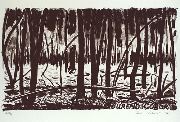 Artist: b'Jones, Tim.' | Title: b'Burend cobor' | Date: 1994 | Technique: b'lithograph, printed in dark brown ink, from one stone' Artist: b'Jones, Tim.' | Title: b'Burend cobor' | Date: 1994 | Technique: b'lithograph, printed in dark brown ink, from one stone'