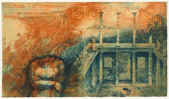 Title: b'Delos' | Date: 1991 | Technique: b'etching, printed in blue and orange ink, from one plate'