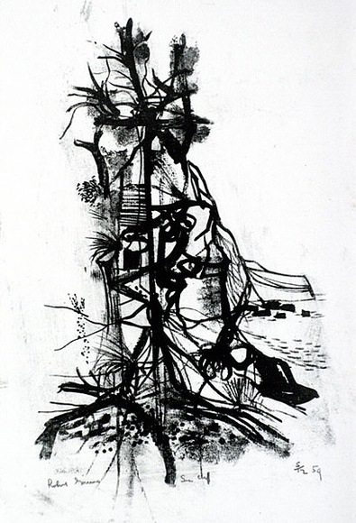 Artist: b'Grieve, Robert.' | Title: b'Sea cliff' | Date: 1959 | Technique: b'lithograph, printed in black ink, from one zinc plate' Artist: b'Grieve, Robert.' | Title: b'Sea cliff' | Date: 1959 | Technique: b'lithograph, printed in black ink, from one zinc plate'