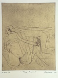 Artist: Fransella, Graham. | Title: Two figures | Date: 1992 | Technique: softground etching, printed in grey ink, from one plate | Copyright: Courtesy of the artist