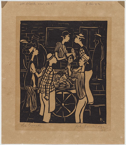Artist: b'Bainbridge, John.' | Title: bLil' Bourke. | Date: 1945 | Technique: b'linocut, printed in black ink, from one block' Artist: b'Bainbridge, John.' | Title: bLil' Bourke. | Date: 1945 | Technique: b'linocut, printed in black ink, from one block'