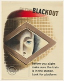 Artist: Zero. | Title: In the blackout - before you alight make sure the train is in the station | Date: (1939-1945) | Technique: lithograph