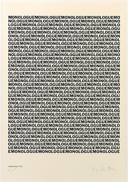 Artist: b'PARR, Mike' | Title: b'Monologue 1970.' | Date: 2000 | Technique: b'screenprint, printed in black ink, from one stencil'