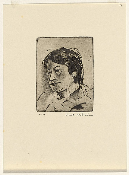 Artist: b'WILLIAMS, Fred' | Title: b'Martin Smith' | Date: 1964-65 | Technique: b'etching, engraving and drypoint, printed in black ink, from one copper plate' | Copyright: b'\xc2\xa9 Fred Williams Estate' Artist: b'WILLIAMS, Fred' | Title: b'Martin Smith' | Date: 1964-65 | Technique: b'etching, engraving and drypoint, printed in black ink, from one copper plate' | Copyright: b'\xc2\xa9 Fred Williams Estate'