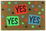 Artist: Robertson, Toni. | Title: Invitation: Yes, Yes, Yes, The studio, Old Canberra Brickworks, Yarralumla | Date: 1983 | Technique: screenprint, printed in colour, from multiple stencils | Copyright: © Toni Robertson