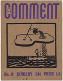 Artist: b'UNIDENTIFIED ARTIST,' | Title: b'A Comment - no.18, January 1944' | Date: January 1942 | Technique: b'linocut, printed in black ink, from one block; letterpress text'
