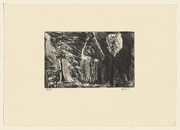 Artist: b'Murphey, Idris.' | Title: b'Not titled [ambiguous landscape- three trees].' | Date: 2002 | Technique: b'open-bite and aquatint, printed in black ink, from one plate'