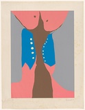 Artist: Trembath, Tony. | Title: Two police helmets before the judge. | Date: 1973 | Technique: screenprint, printed in colour, from four stencils