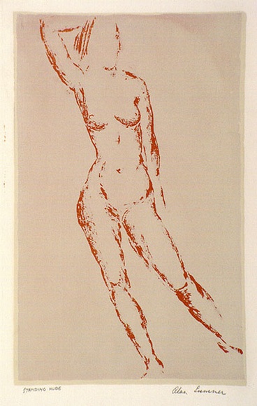 Artist: b'Sumner, Alan.' | Title: b'Standing nude' | Date: 1944-46 | Technique: b'screenprint, printed in colour, from two stencils' Artist: b'Sumner, Alan.' | Title: b'Standing nude' | Date: 1944-46 | Technique: b'screenprint, printed in colour, from two stencils'