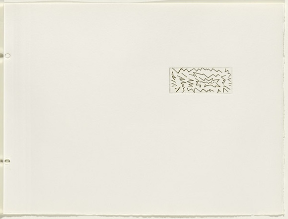 Artist: b'JACKS, Robert' | Title: b'not titled [abstract linear composition]. [leaf 28 : recto]' | Date: 1978 | Technique: b'etching, printed in black ink, from one plate'
