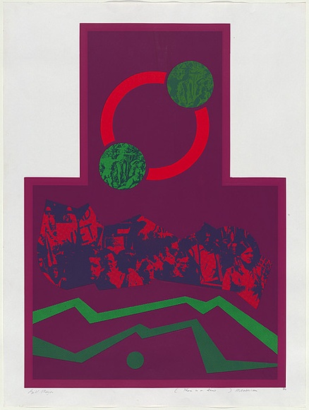 Artist: b'MEYER, Bill' | Title: b'There is a time' | Date: 1971 | Technique: b'screenprint, printed in six colours, from multiple stencils (including hand cut, direct and photo ortho stencils)' | Copyright: b'\xc2\xa9 Bill Meyer' Artist: b'MEYER, Bill' | Title: b'There is a time' | Date: 1971 | Technique: b'screenprint, printed in six colours, from multiple stencils (including hand cut, direct and photo ortho stencils)' | Copyright: b'\xc2\xa9 Bill Meyer'
