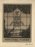 Artist: FEINT, Adrian | Title: Bookplate: John Cyril Flower. | Date: 1926 | Technique: etching, printed in brown ink with plate-tone, from one plate | Copyright: Courtesy the Estate of Adrian Feint