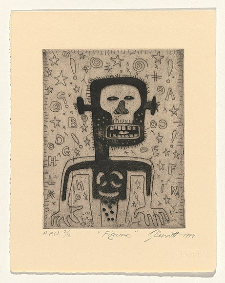 Artist: b'Bennett, Gordon.' | Title: b'Figure' | Date: 1999, November | Technique: b'etching, printed in black ink, from one plate' Artist: b'Bennett, Gordon.' | Title: b'Figure' | Date: 1999, November | Technique: b'etching, printed in black ink, from one plate'