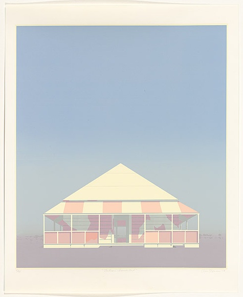Artist: b'Storrier, Tim.' | Title: b'Station homestead' | Date: 1976 | Technique: b'lithograph, printed in colour, from multiple stones' | Copyright: b'\xc2\xa9 Tim Storrier' Artist: b'Storrier, Tim.' | Title: b'Station homestead' | Date: 1976 | Technique: b'lithograph, printed in colour, from multiple stones' | Copyright: b'\xc2\xa9 Tim Storrier'