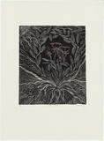 Artist: Mahoney, Bianca. | Title: Rose garden | Date: c.1998 | Technique: linocut, printed in black ink, from one block; hand-coloured