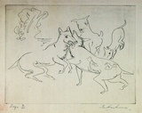 Artist: Armstrong, Ian. | Title: Dogs. | Date: 1950s | Technique: etching, printed in black ink, from one  plate