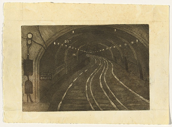 Artist: b'Traill, Jessie.' | Title: b'Le metro [the metro]' | Date: 1951 | Technique: b'aquatint and etching, printed in warm black ink, from one plate'