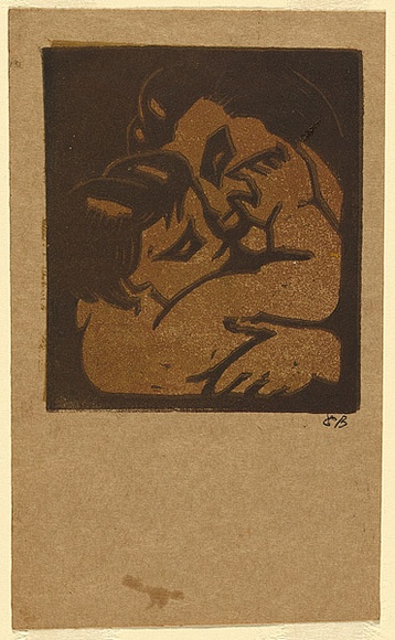 Artist: b'Bell, George..' | Title: b'(Mother and child).' | Date: c. 1940 | Technique: b'linocut, printed in brown ink, from two blocks' Artist: b'Bell, George..' | Title: b'(Mother and child).' | Date: c. 1940 | Technique: b'linocut, printed in brown ink, from two blocks'