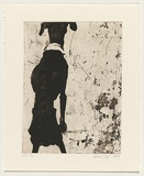 Artist: Williams, Deborah. | Title: not titled [skinny dog seen from behind] | Date: 1999, November | Technique: etching and photo-etching, printed in sepia ink, from one plate