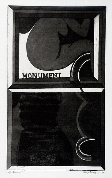 Artist: b'BALDESSIN, George' | Title: b'Monument.' | Date: 1966 | Technique: b'etching, aquatint and lavis, printed in black ink, from one plate' Artist: b'BALDESSIN, George' | Title: b'Monument.' | Date: 1966 | Technique: b'etching, aquatint and lavis, printed in black ink, from one plate'