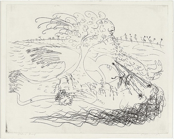 Artist: b'BOYD, Arthur' | Title: b'Bird, beast and wooded island.' | Date: (1968-69) | Technique: b'etching, printed in black ink, from one plate' | Copyright: b'Reproduced with permission of Bundanon Trust' Artist: b'BOYD, Arthur' | Title: b'Bird, beast and wooded island.' | Date: (1968-69) | Technique: b'etching, printed in black ink, from one plate' | Copyright: b'Reproduced with permission of Bundanon Trust'