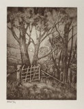 Artist: Stockfeld, R.H. | Title: Evening, the gap | Date: c.1935 | Technique: etching and aquatint, printed in sepia ink, from one plate