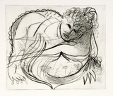 Artist: BOYD, Arthur | Title: Resting figure with small nude inset. | Date: (1968-69) | Technique: drypoint and etching, printed in black ink, from one plate | Copyright: Reproduced with permission of Bundanon Trust