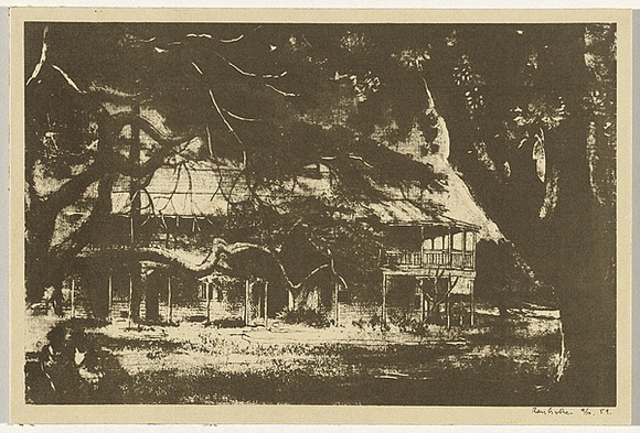Artist: b'Crooke, Ray.' | Title: b'(Farmhouse).' | Date: 1959 | Technique: b'offset-lithograph, printed in black ink, from one plate' Artist: b'Crooke, Ray.' | Title: b'(Farmhouse).' | Date: 1959 | Technique: b'offset-lithograph, printed in black ink, from one plate'