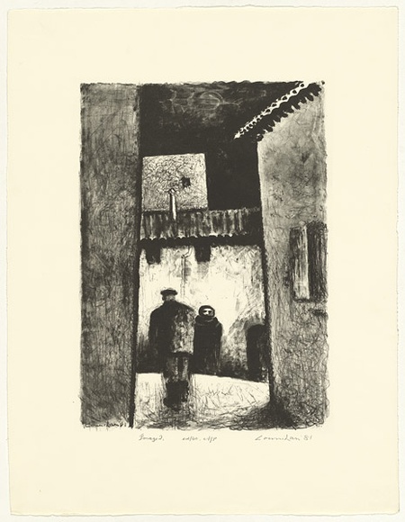 Artist: b'Counihan, Noel.' | Title: b'Winter meeting.' | Date: 1981 | Technique: b'lithograph, printed in black ink, from one zinc plate' Artist: b'Counihan, Noel.' | Title: b'Winter meeting.' | Date: 1981 | Technique: b'lithograph, printed in black ink, from one zinc plate'